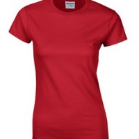 SKT044 red 040 short sleeved women' s round neck collar t-shirt 76000L pure color plain colour women' s tee high breathable tshirts tshirt price supplier company front view